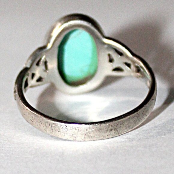 Sterling Silver Celtic Knot Faux Turquoise Ring - Picture 3 of 7